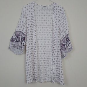 Charlotte Russe Open Front Long Flowy Lightweight Floral Paisley Shrug Cardigan